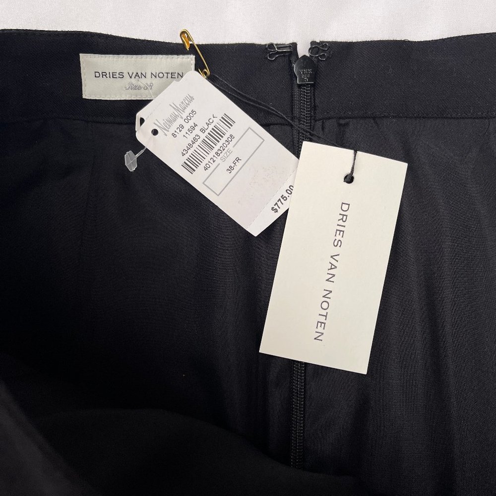 Auc NWT Dries Van Noten Salfa Draped gabardine Midi Black Skirt - Picture 4 of 14